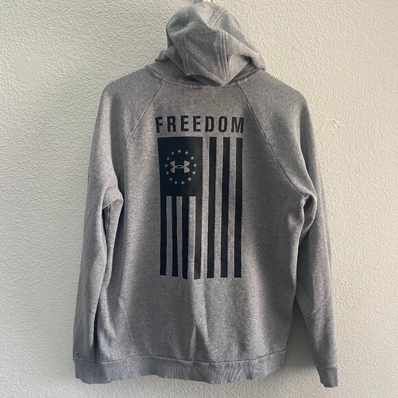 Under Armour Freedom USA Loose Fit Pullover Hoodie Sweatshirt Large Gray - Picture 1 of 5